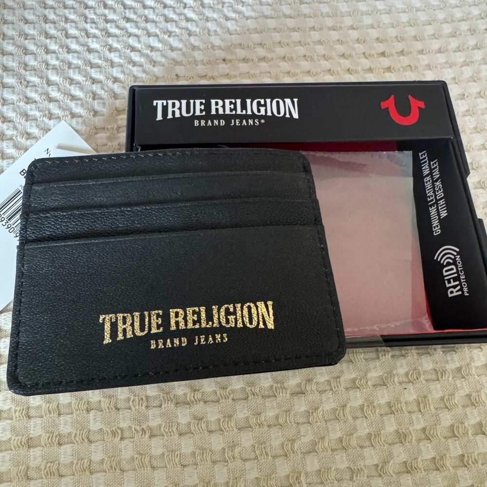 True Religion Black credit  Card wallet Holder Minimalist Design